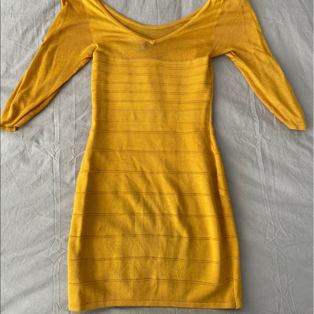 SMALL Bebe yellow cocktail dress